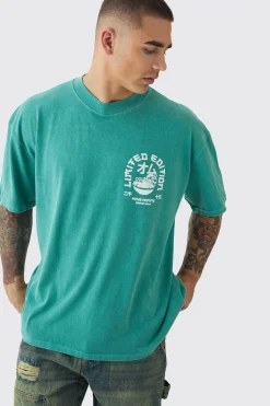 Oversized Extended Neck Ramen Print Wash T-shirt | UK^boohooMAN Sale