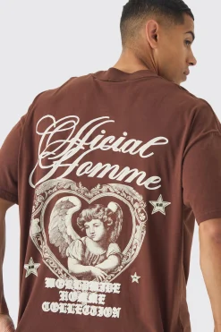 Oversized Extended Neck Renaissance Back Print T-Shirt | UK^boohooMAN Outlet