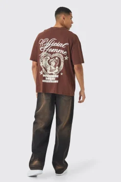 Oversized Extended Neck Renaissance Back Print T-Shirt | UK^boohooMAN Outlet