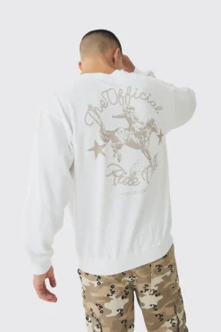 boohooMAN Oversized Extended Neck Rodeo Print Sweatshirt | UK| Hoodies & Sweatshirts