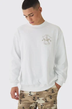 boohooMAN Oversized Extended Neck Rodeo Print Sweatshirt | UK| Hoodies & Sweatshirts