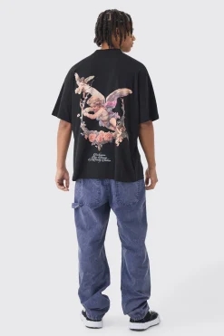 Oversized Extended Neck Renaissance Print T-Shirt | UK^boohooMAN Best