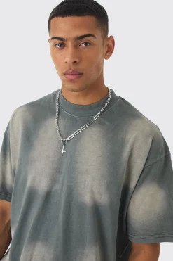 Oversized Extended Neck Sun Bleach T-shirt | UK^boohooMAN Sale