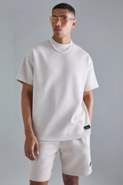 boohooMAN Oversized Extended Neck Scuba T-shirt & Relaxed Short Set | UK| Sets & Co-Ords|Tracksuits