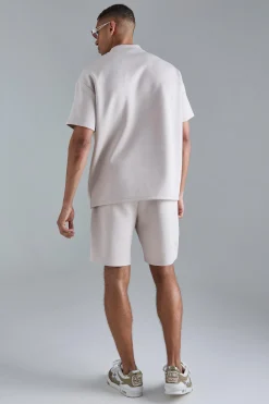 boohooMAN Oversized Extended Neck Scuba T-shirt & Relaxed Short Set | UK| Sets & Co-Ords|Tracksuits