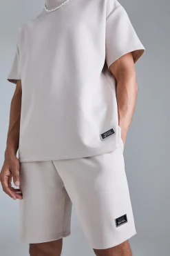 boohooMAN Oversized Extended Neck Scuba T-shirt & Relaxed Short Set | UK| Sets & Co-Ords|Tracksuits