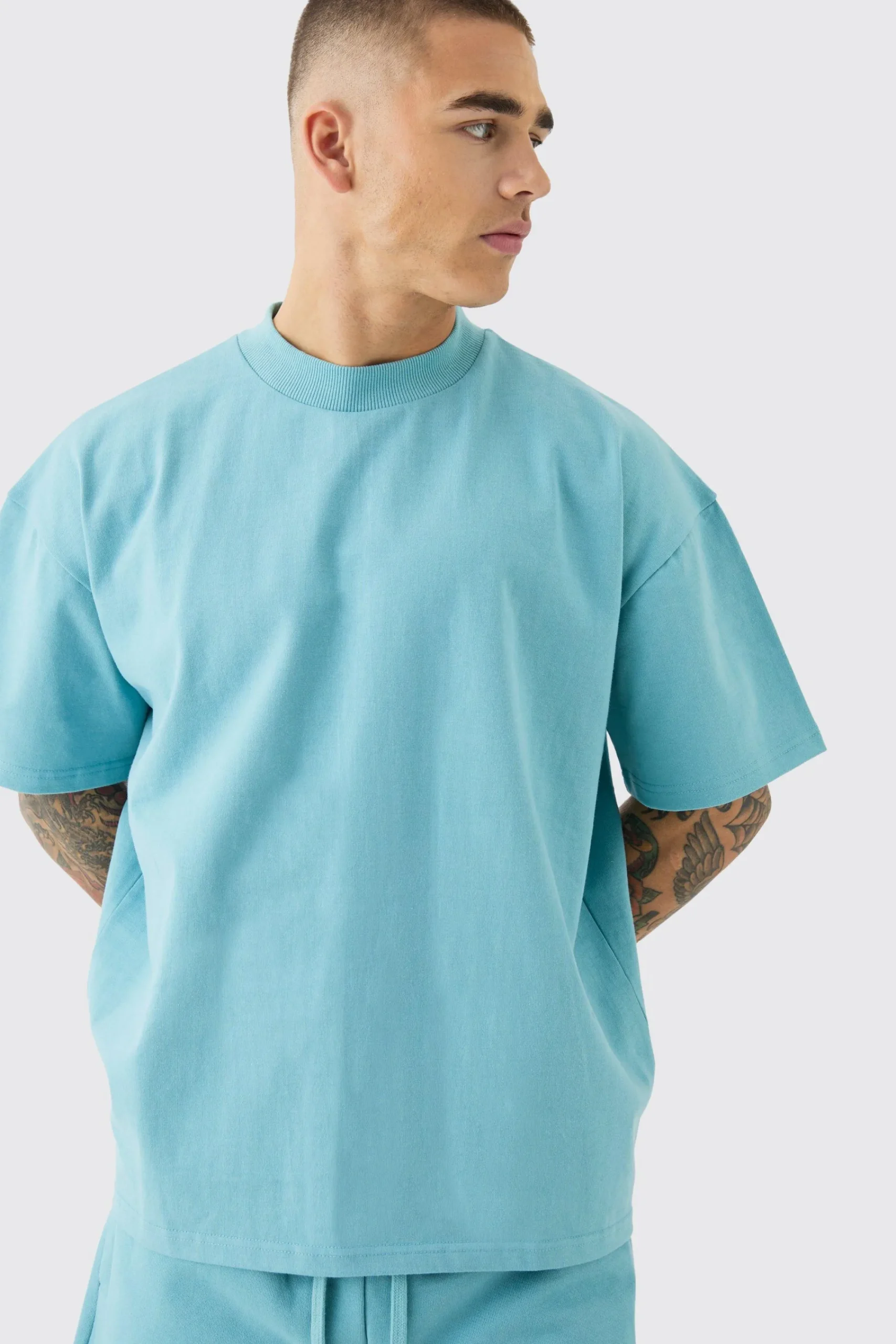 Oversized Extended Neck Super Heavyweight T-shirt | UK^boohooMAN Hot