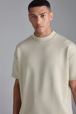 Oversized Extended Neck Scuba T-shirt | UK^boohooMAN
