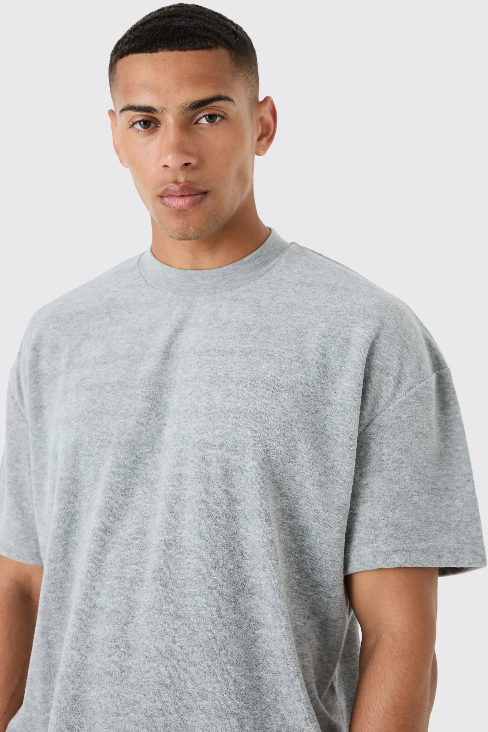 boohooMAN Oversized Extended Neck Towelling T-shirt & Short Set | UK| Sets & Co-Ords|Tracksuits