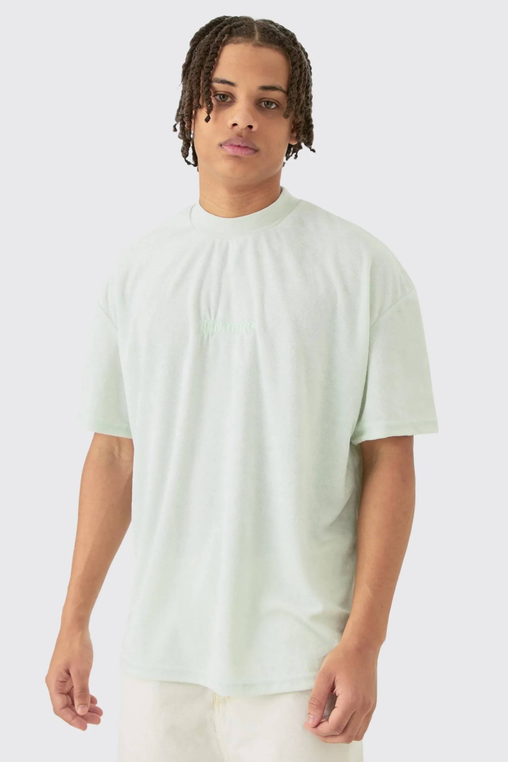 Oversized Extended Neck Towelling Homme T-shirt | UK^boohooMAN Online