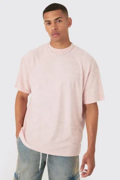 Oversized Extended Neck Towelling T-shirt | UK^boohooMAN New
