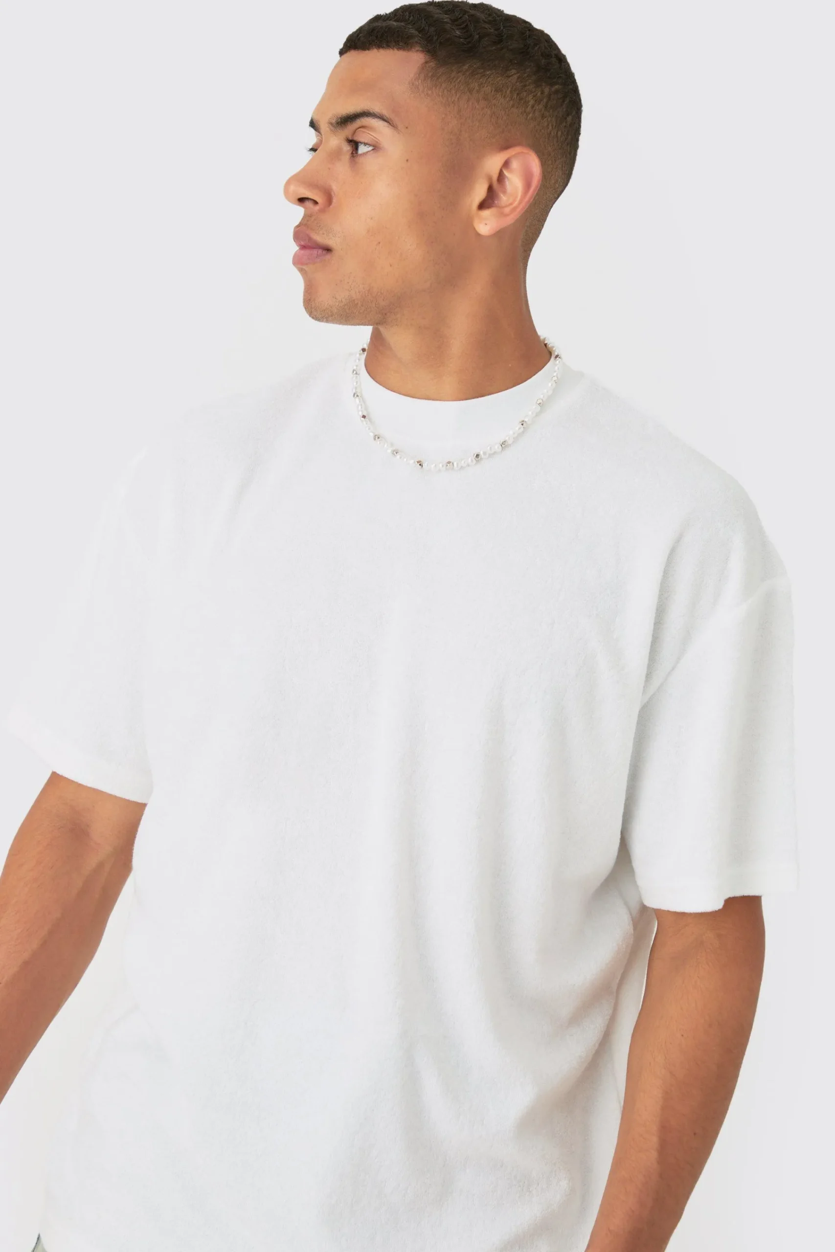 Oversized Extended Neck Towelling T-shirt | UK^boohooMAN Hot