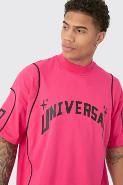 Oversized Extended Neck Universal Graphic T-shirt | UK^boohooMAN Best