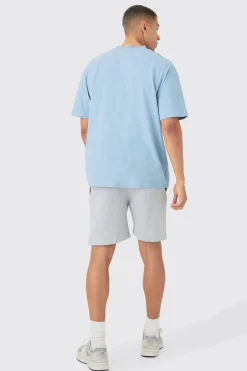 Oversized Extended Neck Varsity Embossed T-shirt | UK^boohooMAN