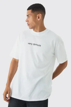 Oversized Extended Neck Very Demure Slogan T-Shirt | UK^boohooMAN