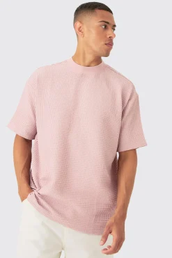 Oversized Extended Neck Waffle T-shirt | UK^boohooMAN Hot