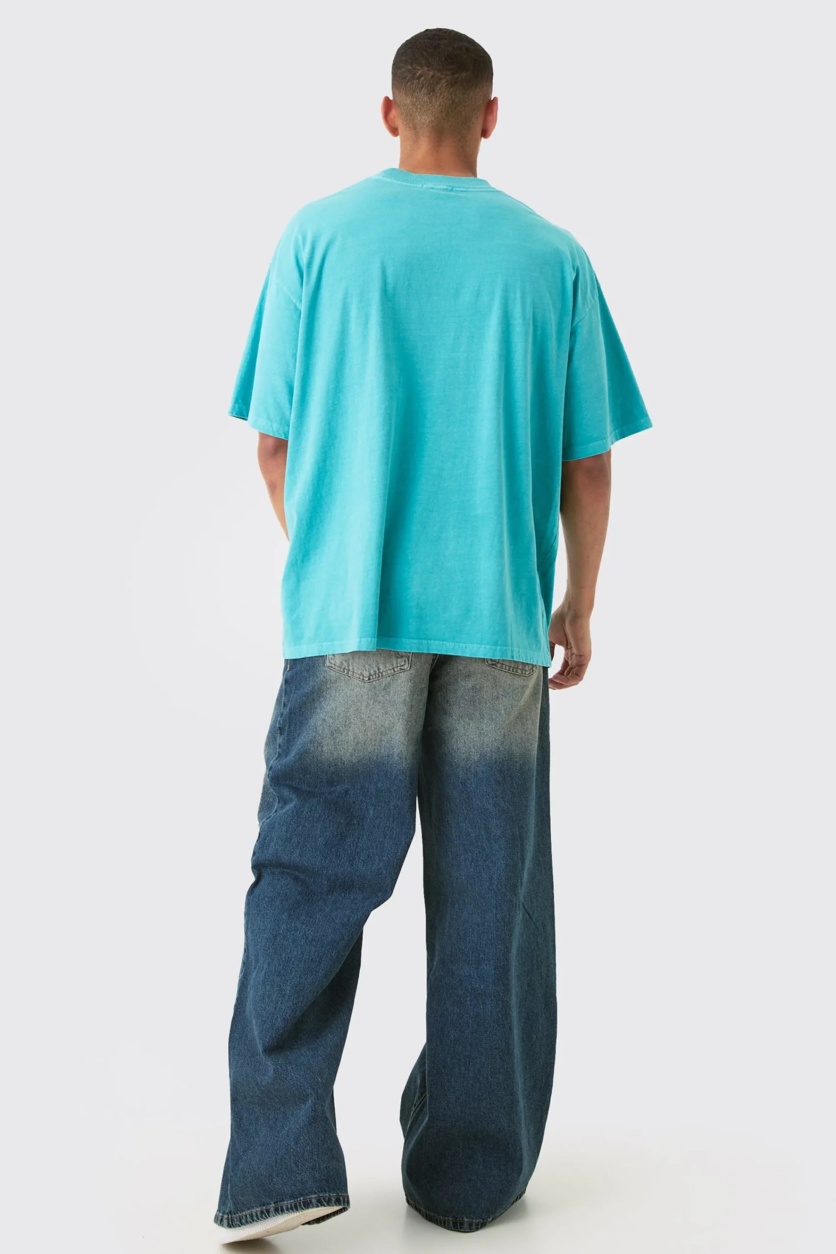 Oversized Extended Neck Wash Varsity Brooklyn Print T-shirt | UK^boohooMAN Outlet