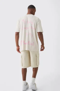 Oversized Extended Neck Washed Competition Slogan T-shirt | UK^boohooMAN Sale