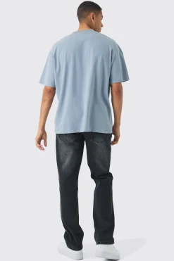 Oversized Extended Neck Worldwide Embossed T-Shirt | UK^boohooMAN Online