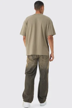 Oversized Extended Neck Worldwide Embossed T-Shirt | UK^boohooMAN