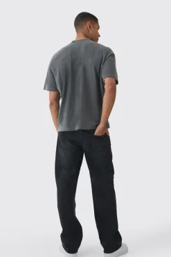 Oversized Extended Neck Washed Major League Print T-Shirt | UK^boohooMAN Hot