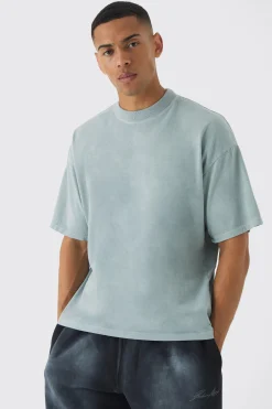 Oversized Extended Neck Washed T-shirt | UK^boohooMAN Sale