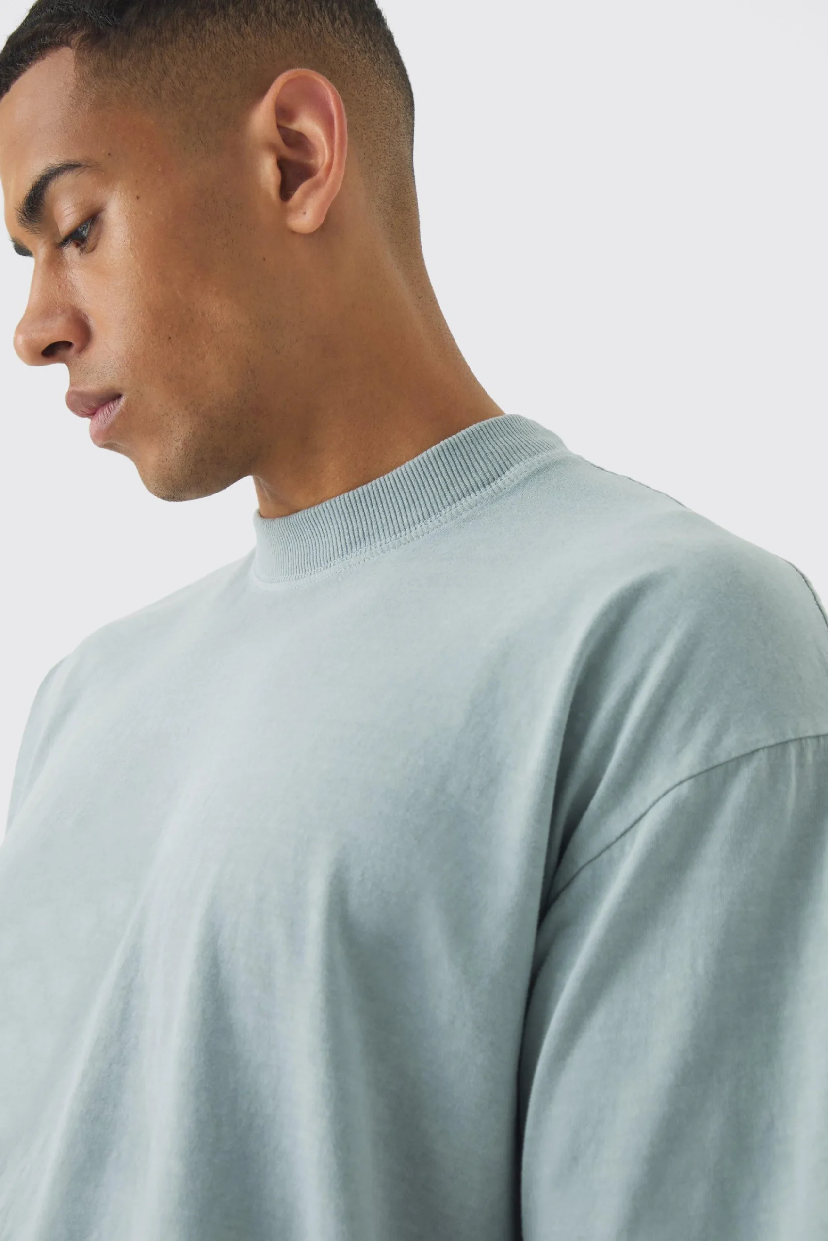 Oversized Extended Neck Washed T-shirt | UK^boohooMAN Sale