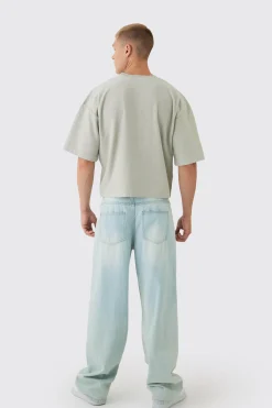 Oversized Extra Boxy Half Sleeve Reverse Loopback T-shirt | UK^boohooMAN Online