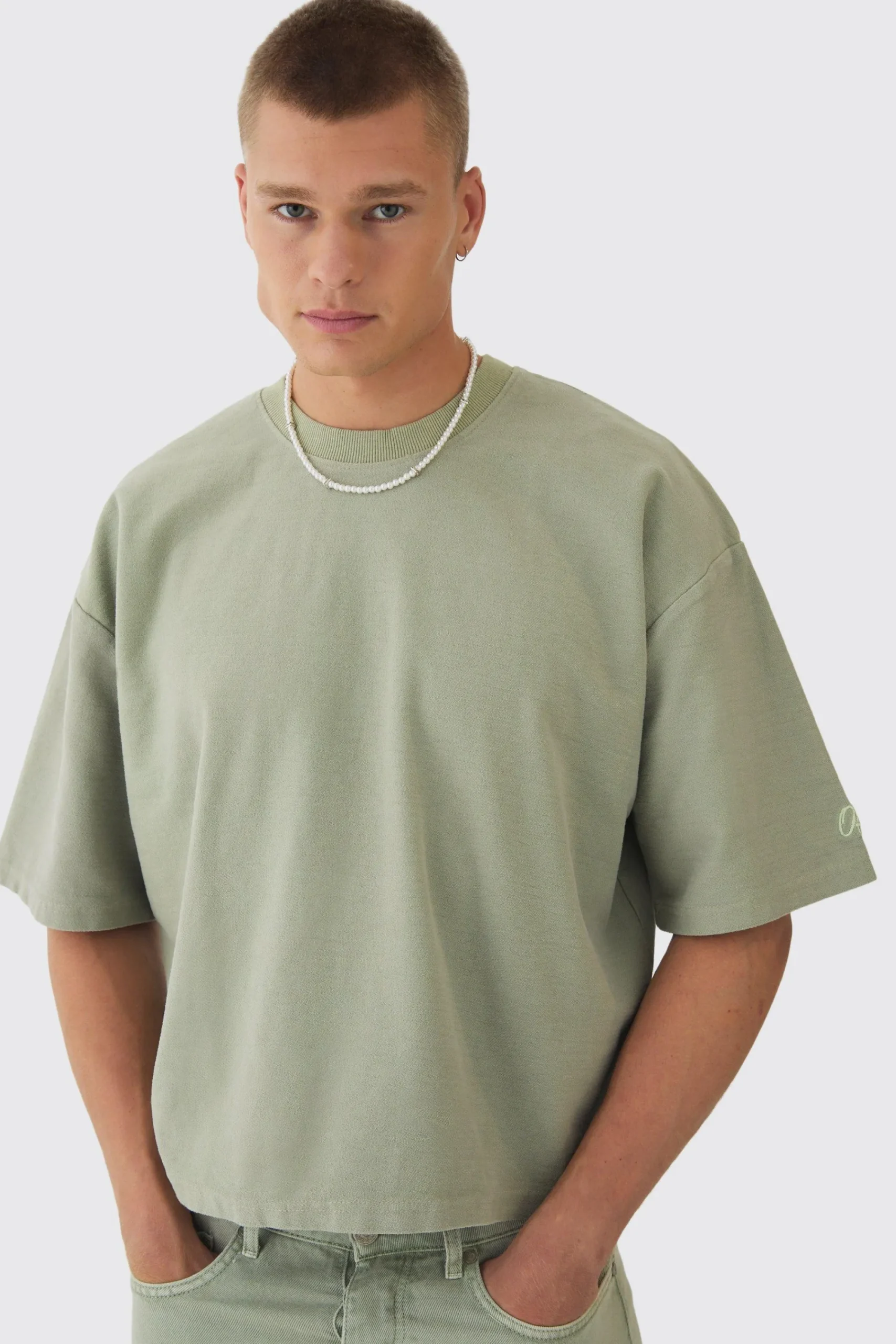 Oversized Extra Boxy Half Sleeve Reverse Loopback T-shirt | UK^boohooMAN