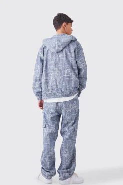 boohooMAN Oversized Fabric Interest Zip Through Hoodie | UK| Hoodies & Sweatshirts