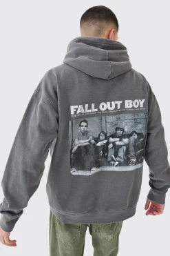 boohooMAN Oversized Fall Out Boy Band License Wash Hoodie | UK| Hoodies & Sweatshirts