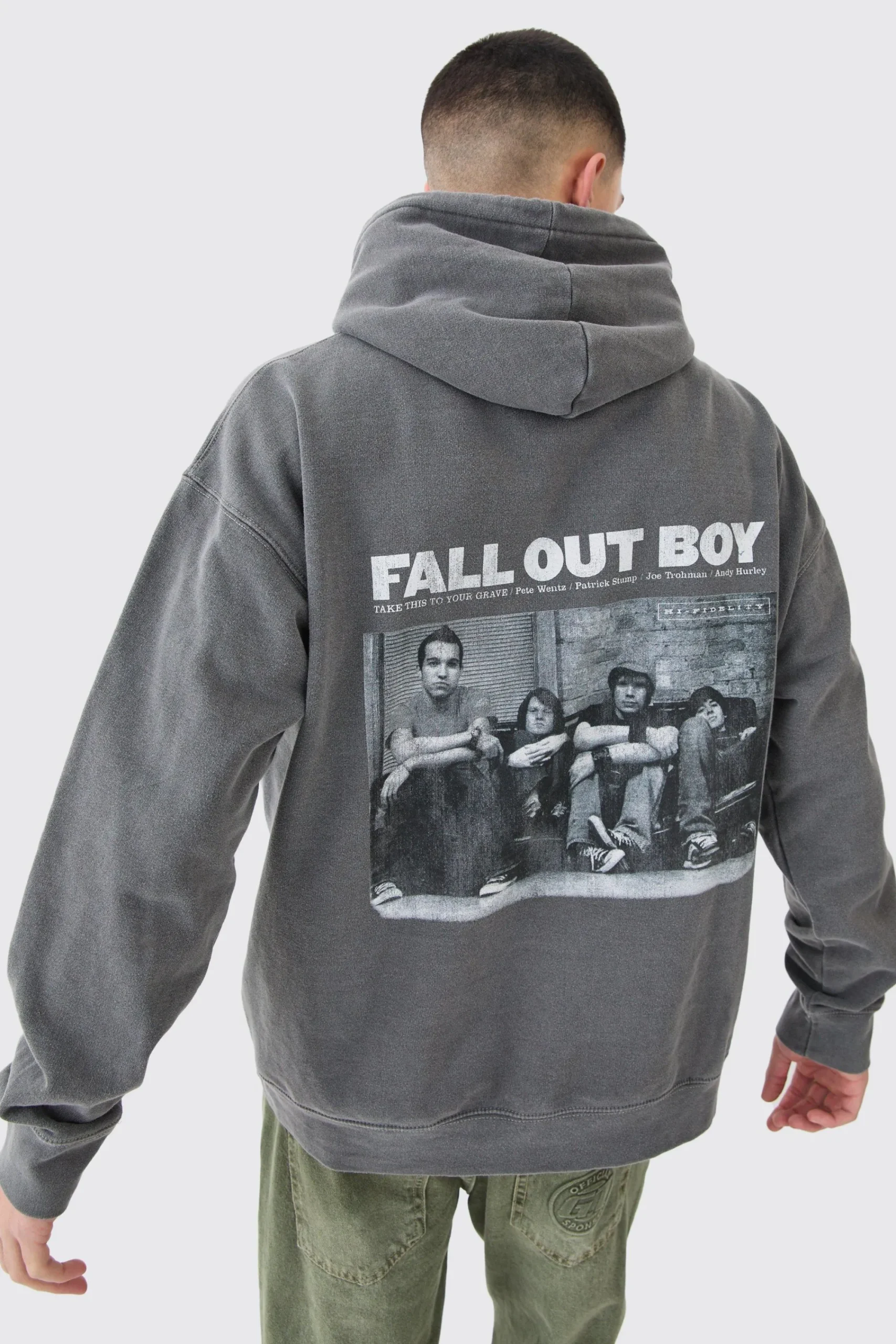 boohooMAN Oversized Fall Out Boy Band License Wash Hoodie | UK| Hoodies & Sweatshirts