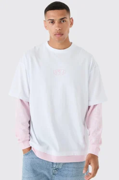 Oversized Faux Layer Mesh T-shirt | UK^boohooMAN Online