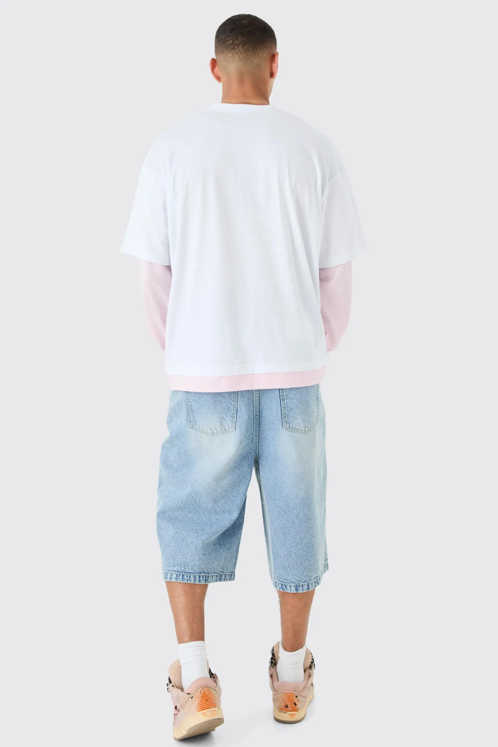 Oversized Faux Layer Mesh T-shirt | UK^boohooMAN Online