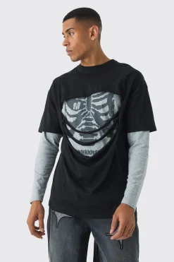 Oversized Faux Layered Distressed T-shirt | UK^boohooMAN Best