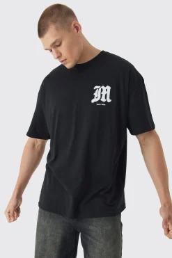Oversized Fit Spray M Print T-shirt | UK^boohooMAN New