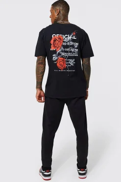 Oversized Floral Back Graphic T-shirt | UK^boohooMAN Sale