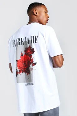 Oversized Floral Back Print T-Shirt | UK^boohooMAN Best