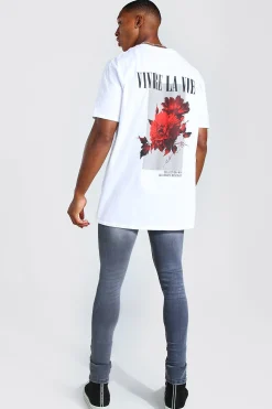 Oversized Floral Back Print T-Shirt | UK^boohooMAN Best