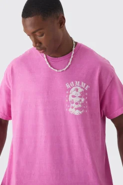 Oversized Floral Mask Graphic Wash T-shirt | UK^boohooMAN Clearance