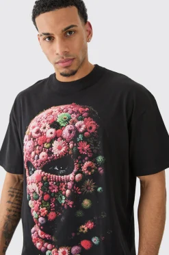 Oversized Floral Mask T-shirt | UK^boohooMAN Clearance