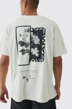 Oversized Floral Photo Back Print T-shirt | UK^boohooMAN Clearance