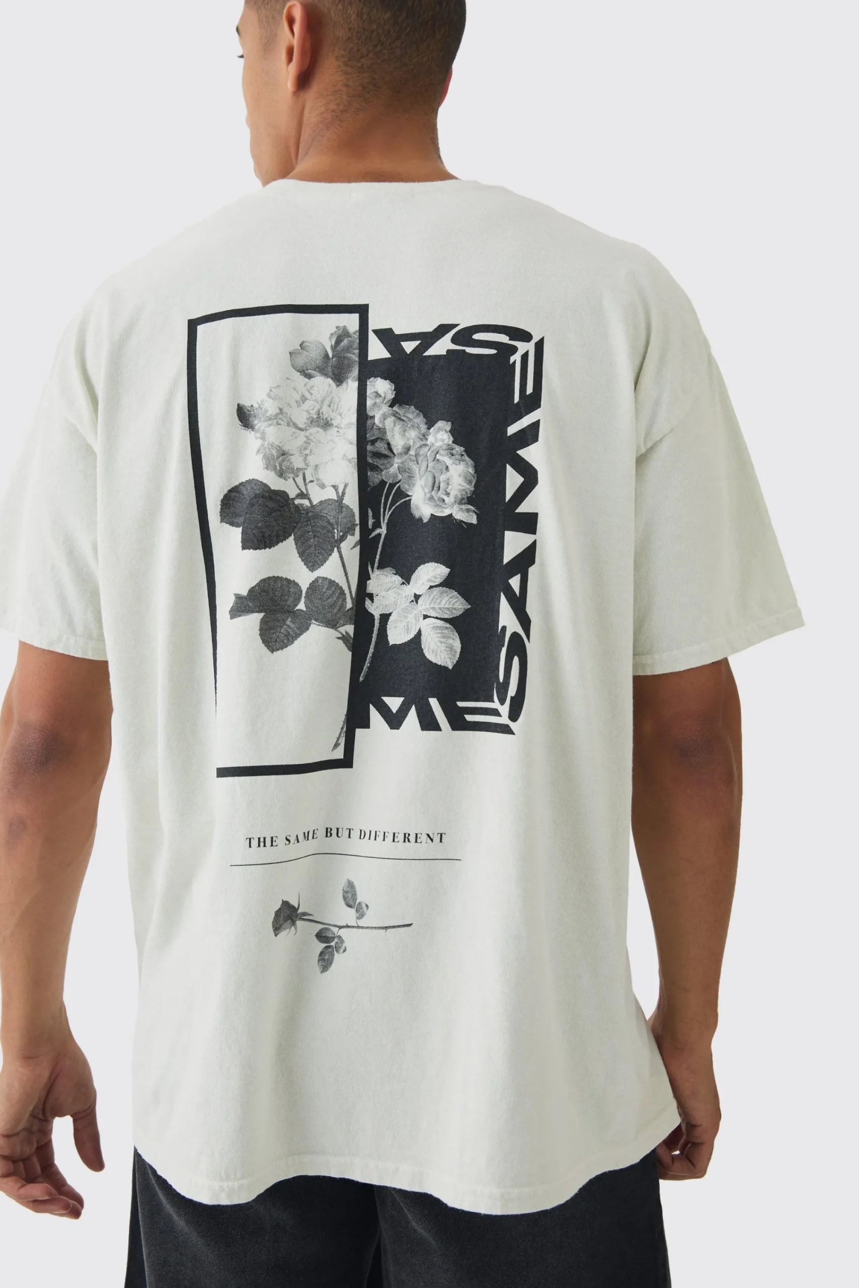 Oversized Floral Photo Back Print T-shirt | UK^boohooMAN Clearance