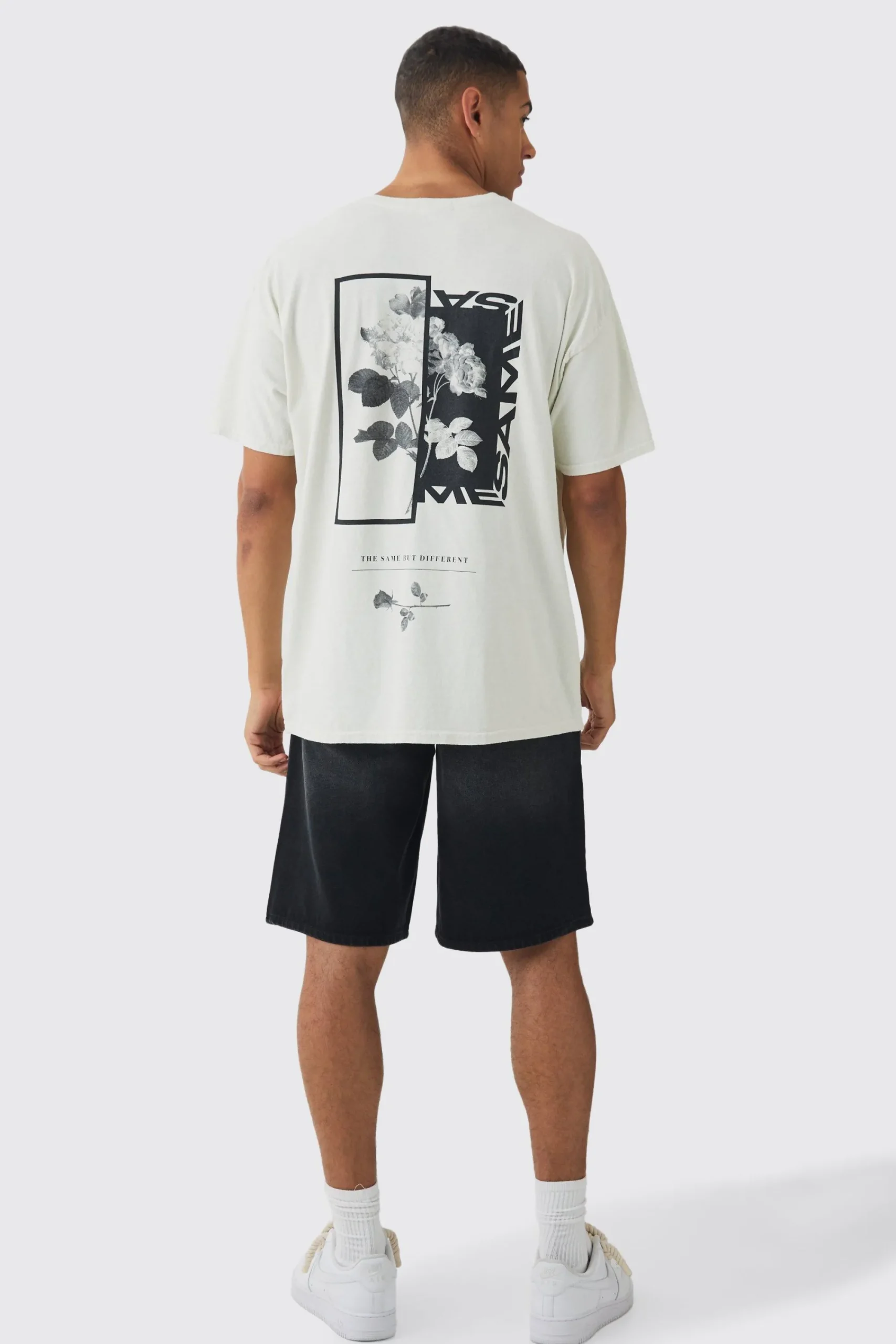 Oversized Floral Photo Back Print T-shirt | UK^boohooMAN Clearance