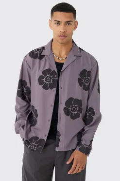 boohooMAN Oversized Floral Print Soft Twill Long Sleeve Shirt | UK| Shirts