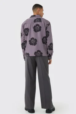 boohooMAN Oversized Floral Print Soft Twill Long Sleeve Shirt | UK| Shirts