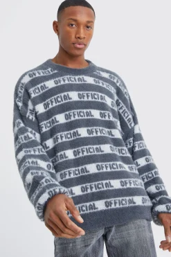 boohooMAN Oversized Fluffy Knitted Official Stripe Jumper | UK| Knitwear