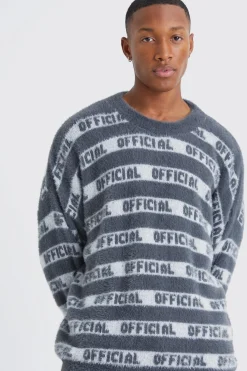 boohooMAN Oversized Fluffy Knitted Official Stripe Jumper | UK| Knitwear