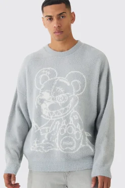 boohooMAN Oversized Fluffy Teddy Jumper In | UK| Knitwear