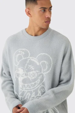 boohooMAN Oversized Fluffy Teddy Jumper In | UK| Knitwear